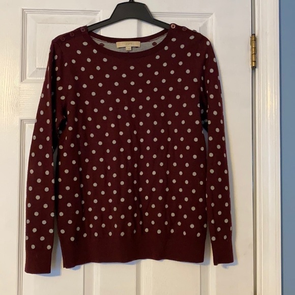 𝅺loft women’s polka dot sweater; size large - Picture 1 of 5